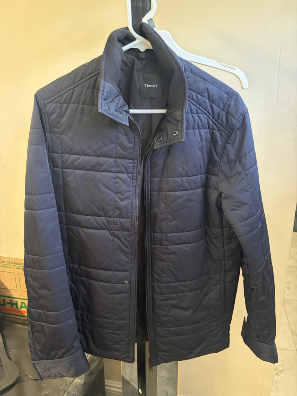 Theory Men's Navy Quilted Zip Jacket